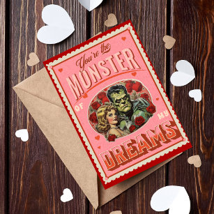 Vintager Frankenstein-Horror Valentinstag Karte