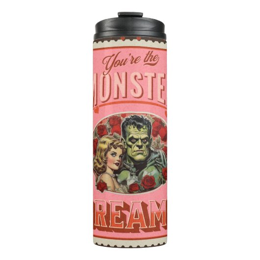 Vintager Frankenstein-Horror Valentinstag Thermosbecher (Vorderseite)