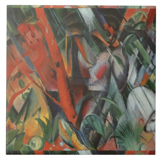 Vintager Franz Marc im Regen Fliese (Vorderseite)