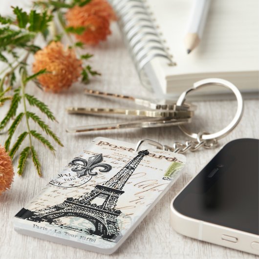 Vintager Franzose-Eiffel-Turm-Schlüsselanhänger Schlüsselanhänger (Vorderseite rechts)