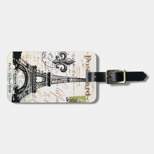 Vintager Franzose-Eiffel-Turmgepäckumbau Gepäckanhänger (Vorderseite horizontal)