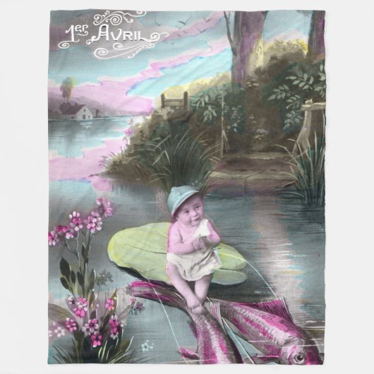 Vintager französischer Aprilscherz Pistcard Fleecedecke (Vorderseite)