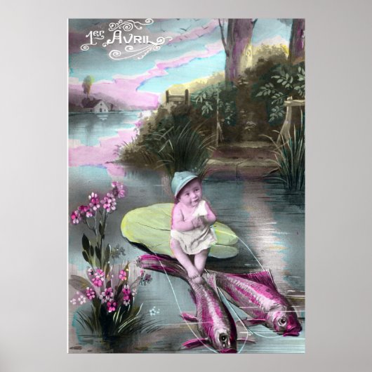 Vintager französischer Aprilscherz Pistcard Poster (Vorne)