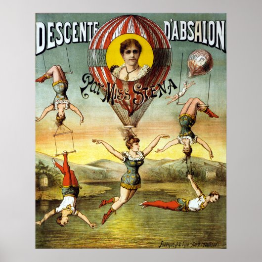 Vintager französischer Ballon und Trapeze Performa Poster (Vorne)