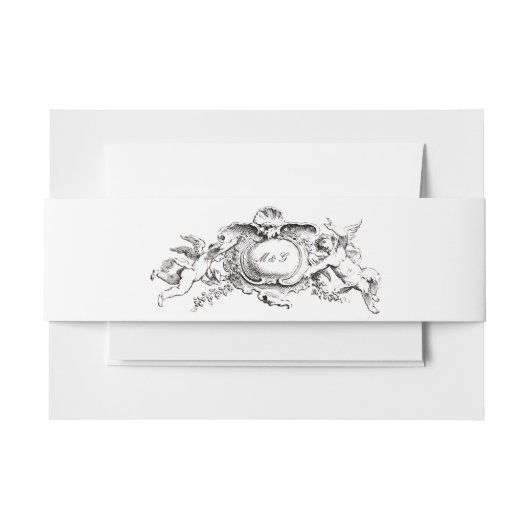 Vintager französischer barocker Rokoko Einladungsbanderole (Vorderseite Beispiel)