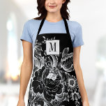 Vintager französischer Bauernhof Peony Monogram Ch Schürze<br><div class="desc">Personalisieren Sie diese schicke,  moderne Schürze für Erwachsene mit Ihrem Monogramm! Diese elegante Schürze hat Ihre eigenen Initialen auf einer wunderschönen schwarz-weißen Blütenperle Vintagen französischen Bauernhaus-Design.</div>