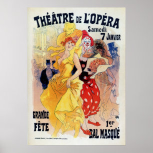 Vintager französischer Belle époque Masquerade Poster