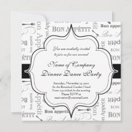 Vintager französischer Bön Appetit Schwarz und Wei Einladung