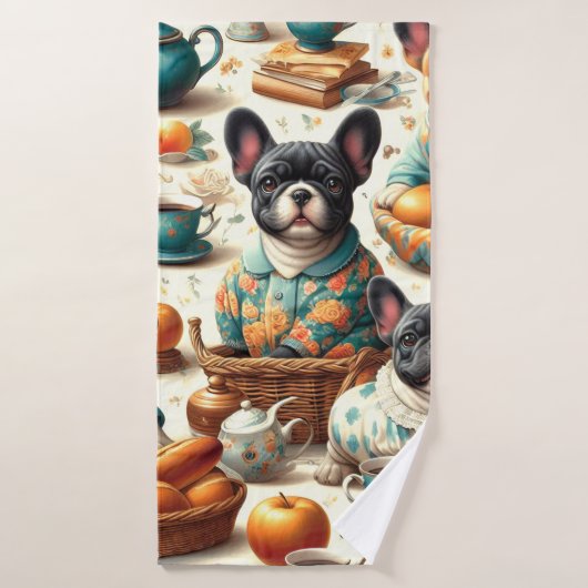 Vintager französischer Bulldog Seamless Badehandtuch (Badehandtuch)