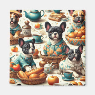 Vintager französischer Bulldog Seamless Magnet