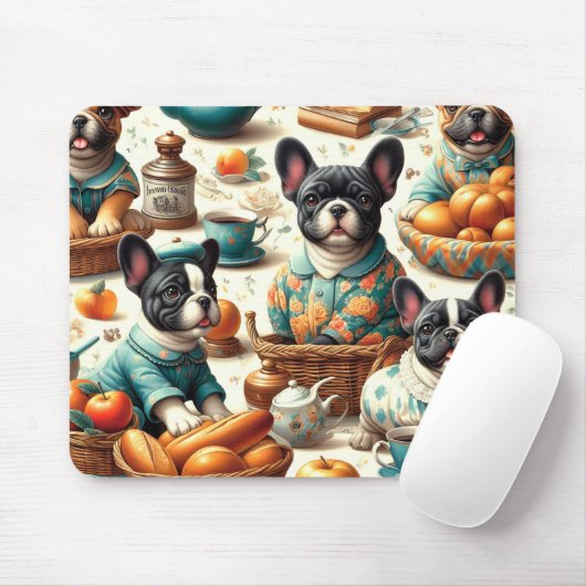 Vintager französischer Bulldog Seamless Mousepad (Mit Mouse)