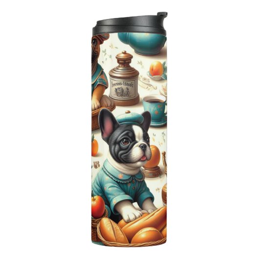 Vintager französischer Bulldog Seamless Thermosbecher (Nach links gedreht)