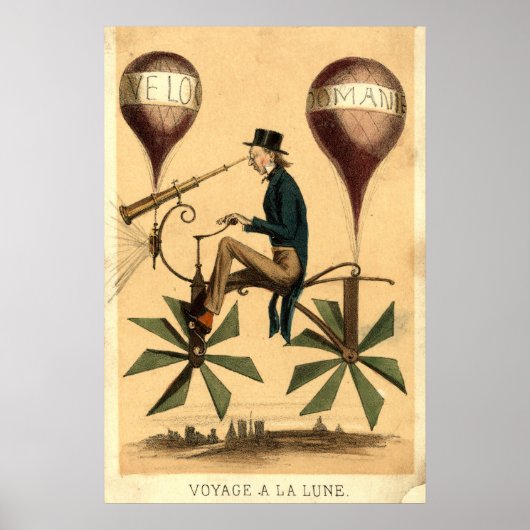 Vintager französischer Cartoon "Voyage a la Lune" Poster (Vorne)