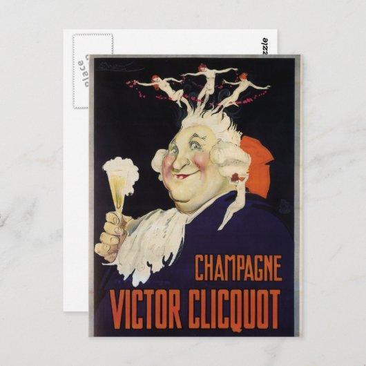 Vintager französischer Champagner Postkarte (Vorne/Hinten)