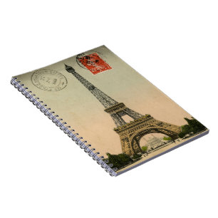 Vintager französischer Chic Eiffel Tower Paris Pos Notizblock