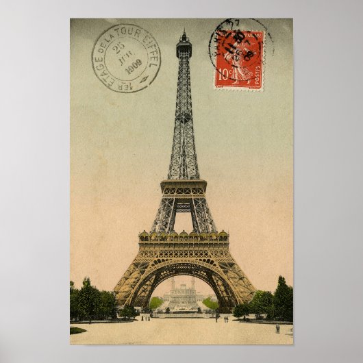 Vintager französischer Chic Eiffel Tower Paris Pos Poster (Vorne)