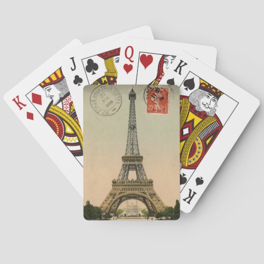 Vintager französischer Chic Eiffel Tower Paris Pos Spielkarten (Rückseite)