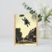 Vintager französischer Chic Umbrella Flying Man Postkarte (Stehend Vorderseite)