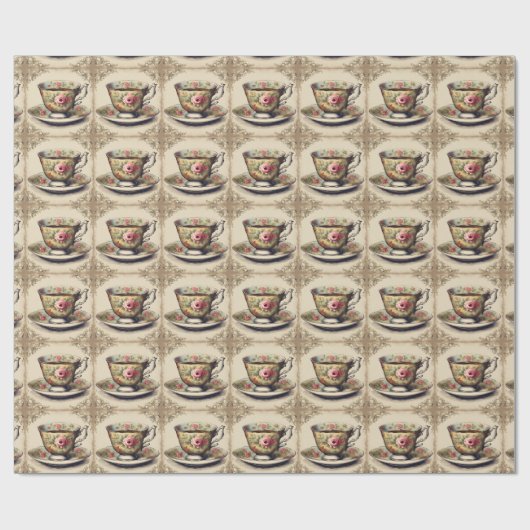 Vintager französischer Country Blumenkohl-Cup Geschenkpapier (Flach)