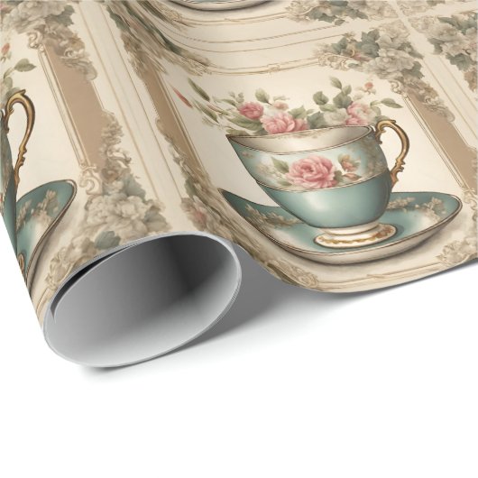 Vintager französischer Country Blumenkohl-Cup Geschenkpapier (Rolleneckpunkt)