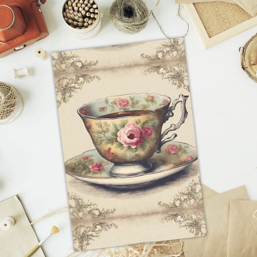 Vintager französischer Country Blumenkohl-Cup Seidenpapier