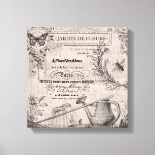 Vintager französischer Garten ausgedehnte Leinwan Leinwanddruck