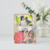 Vintager französischer Gay Lesbian-Hochzeitsszette Einladungspostkarte (Stehend Vorderseite)