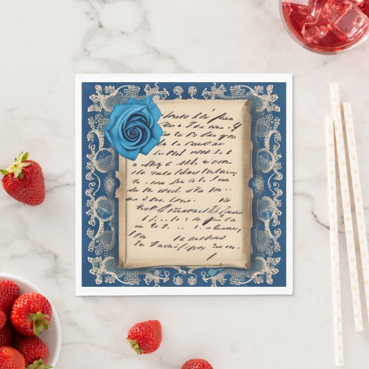 Vintager französischer Handschriftenbrief Serviette (Beispiel)