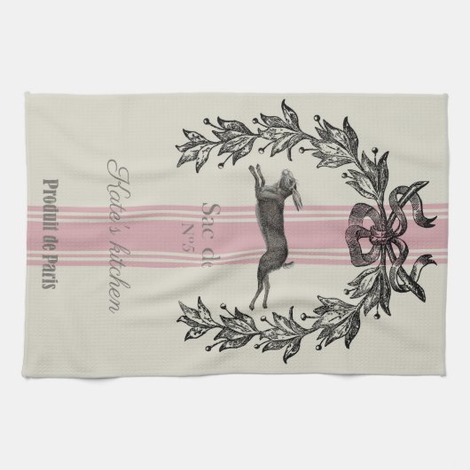 Vintager französischer Hase Geschirrtuch (Horizontal)