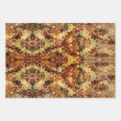 Vintager französischer Herbst Brown Damask Vielen  Geschenkpapier Set (Vorderseite)