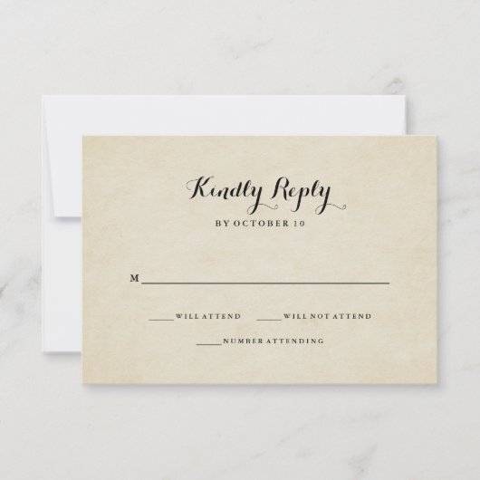 Vintager französischer Hochzeitstil RSVP Karte (Vorderseite)