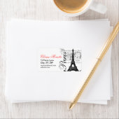 Vintager französischer Illustrierter Eiffelturm Adressaufkleber (Insitu)