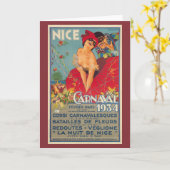 Vintager französischer Karneval Nizza 1934 Karte (Gelbe Blume)