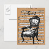 Vintager französischer Lehrstuhl und Musik Postkarte (Vorne/Hinten)