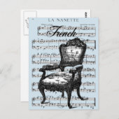 Vintager französischer Lehrstuhl und Musik Postkarte (Vorne/Hinten)