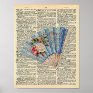 Vintager französischer Lüfter eines Vintagen Wörte Poster