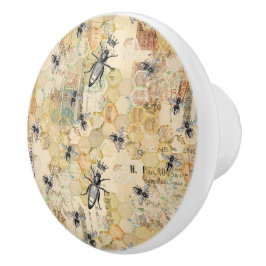 Vintager französischer Postage-Queen Bee Honey Com Keramikknauf