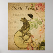 Vintager französischer Postkartenfahrer Fahrradweg Poster (Vorne)