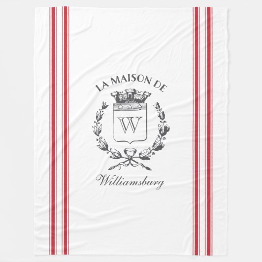 Vintager französischer Red Ticking Tape Familienwa Fleecedecke (Vorderseite)