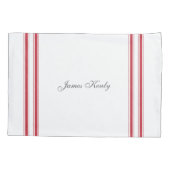 Vintager französischer Red Ticking Tape Individuel Kissenbezug (Rückseite-Links)