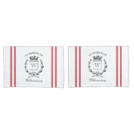 Vintager französischer Red Ticking Tape Individuel Kissenbezug