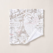 Vintager französischer Romance Collage Pink ID226 Badhandtuch Set (Waschlappen)