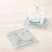 Vintager französischer Romance Collage Pink ID226 Glasuntersetzer (Schrägansicht)