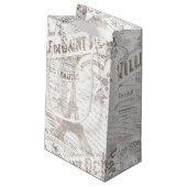 Vintager französischer Romance Collage Pink ID226 Kleine Geschenktüte (Rückseite Schrägansicht)