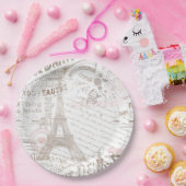 Vintager französischer Romance Collage Pink ID226 Pappteller (Party)