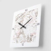 Vintager französischer Romance Collage Pink ID226 Quadratische Wanduhr (Winkel)