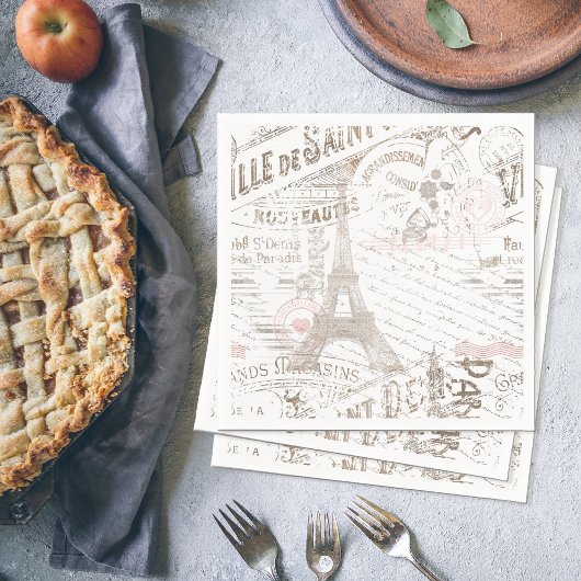 Vintager französischer Romance Collage Pink ID226 Serviette