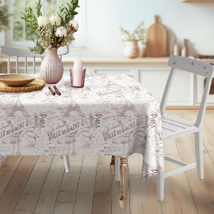 Vintager französischer Romance Collage Pink ID226 Tischdecke