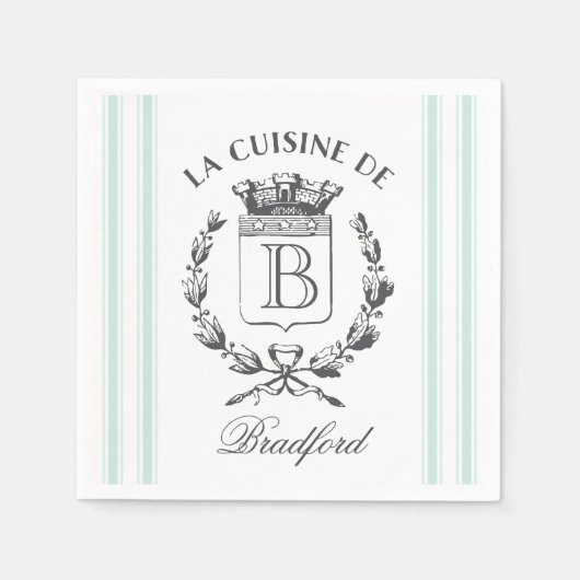 Vintager französischer Sack-Individuelle Name und  Serviette (Vorderseite)