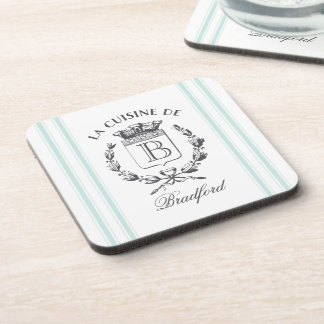 Vintager französischer Sack-Individuelle Name und Untersetzer